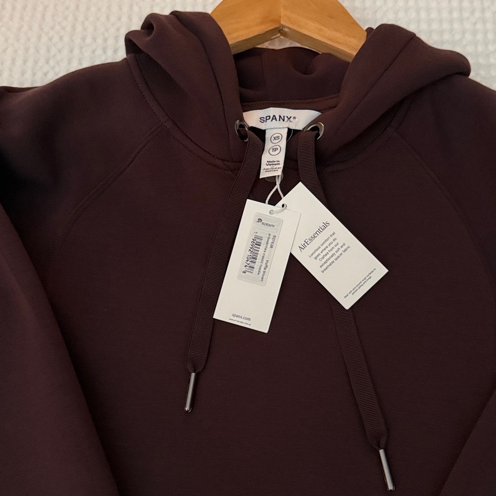 NWT SPANX Air Essentials Classic Hoodie Truffle Brown - Picture 9 of 14